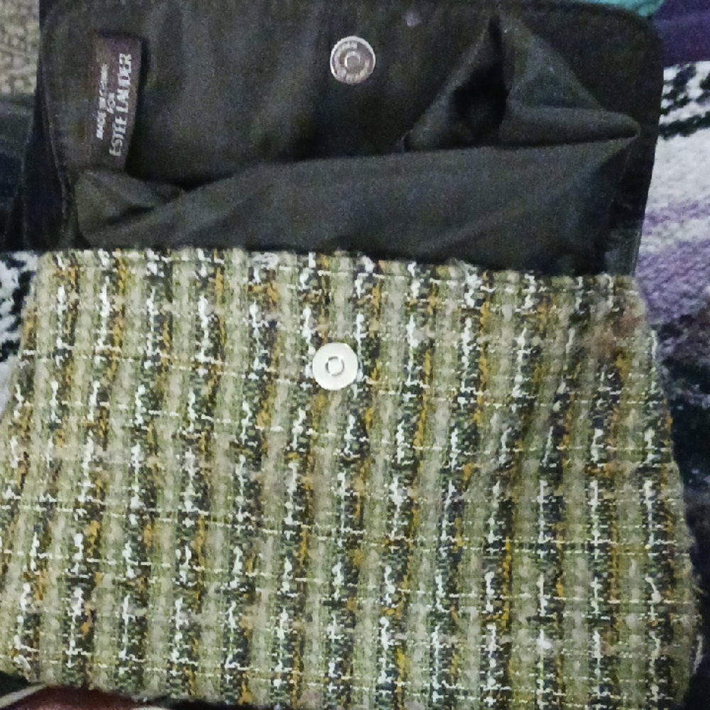 Estee Lauder Tweed Cosmetic Bag - Green and Brown